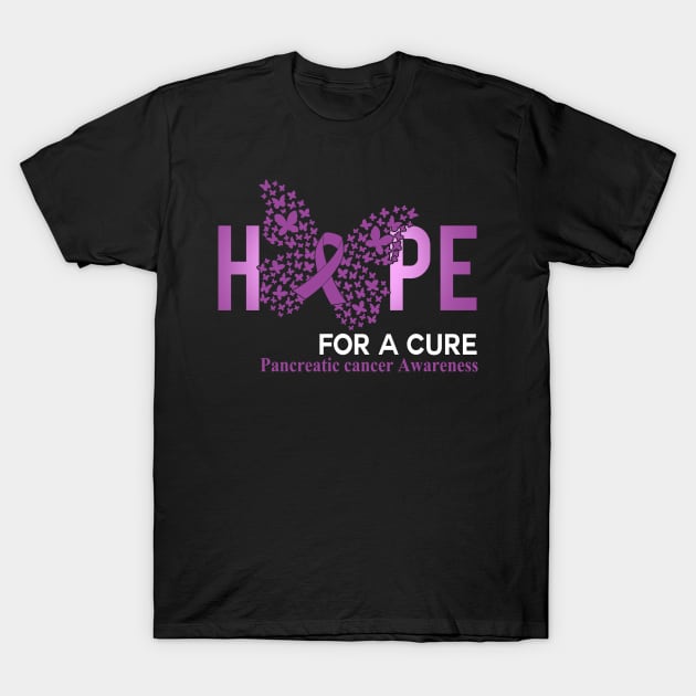 Hope For A Cure Butterfly Gift Pancreatic cancer 2 T-Shirt by HomerNewbergereq